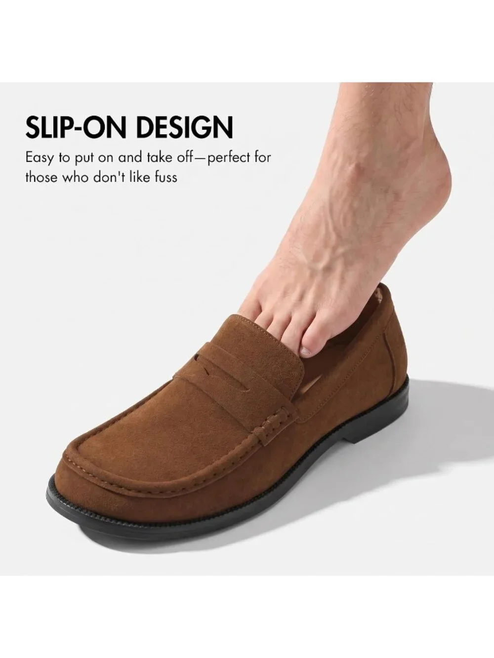 Men's Brown Penny Loafers Slip On Dress Shoes Luxury Suede Formal